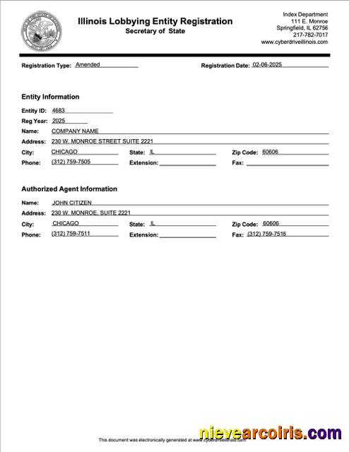 USA Illinois registration certificate